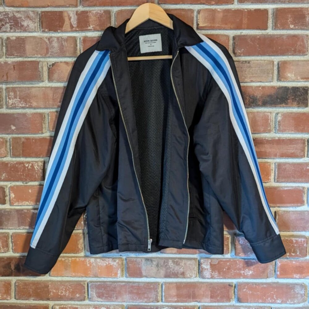 Noon Goons Black/ Blue Stripes Bomber Varsity Rave Jacket Unisex Size Small